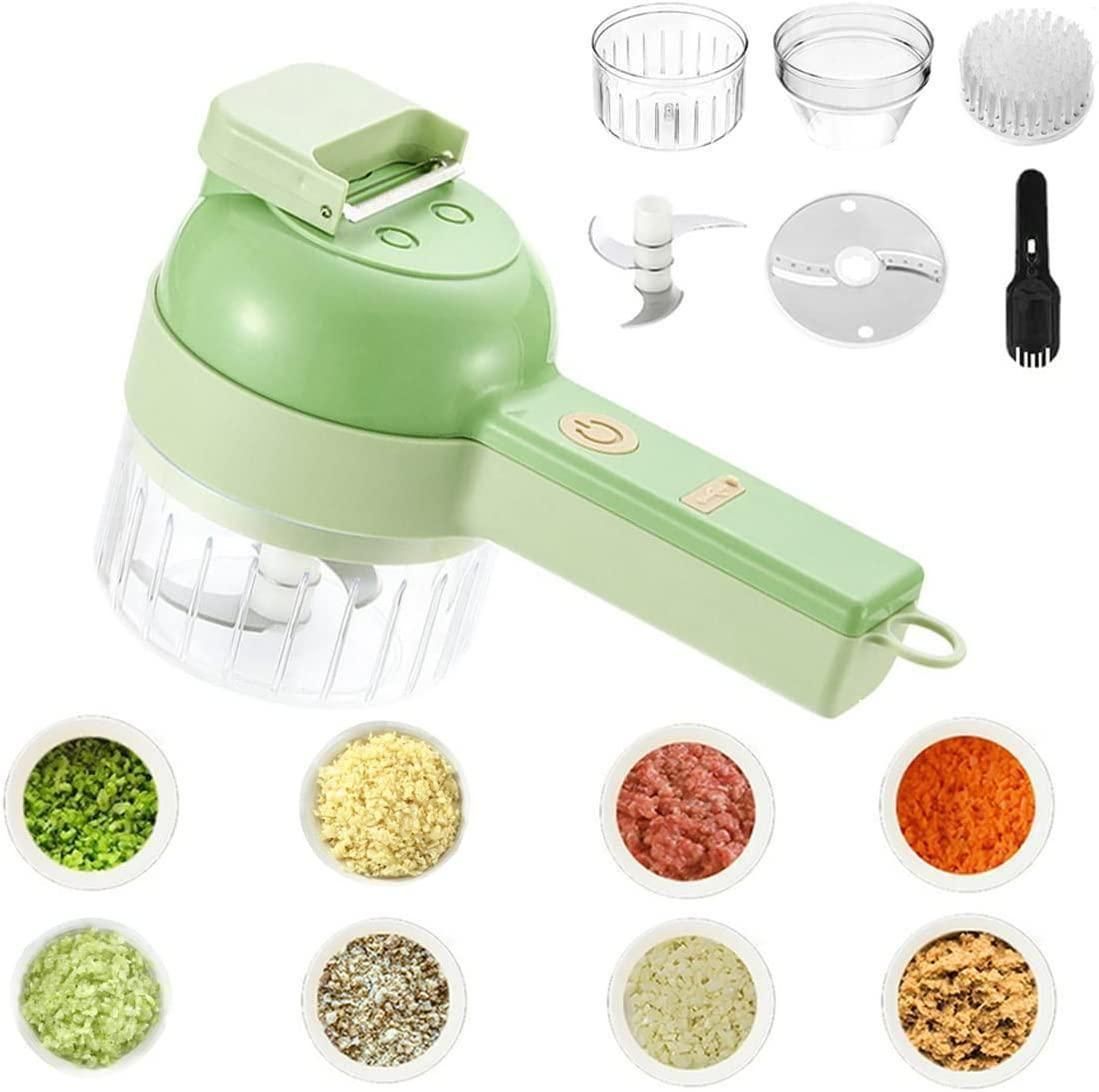 4-in-1 Portable Electric Vegetable Cutter Set | Wireless Mini Chopper & Food Processor