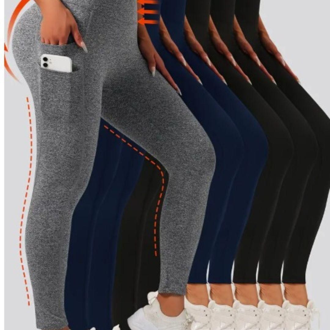 ComfyFlex™ Soft Slim Elastic Tights with Side Pockets – Free Size (Black)