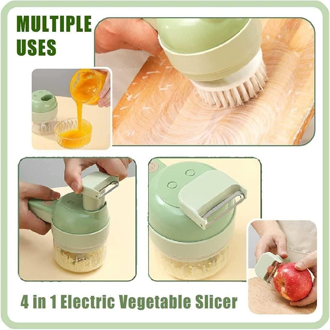 4-in-1 Portable Electric Vegetable Cutter Set | Wireless Mini Chopper & Food Processor