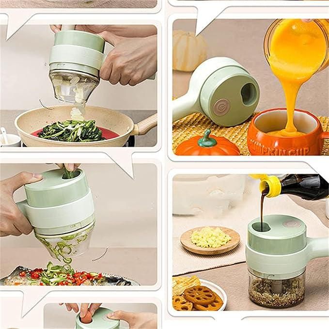 4-in-1 Portable Electric Vegetable Cutter Set | Wireless Mini Chopper & Food Processor