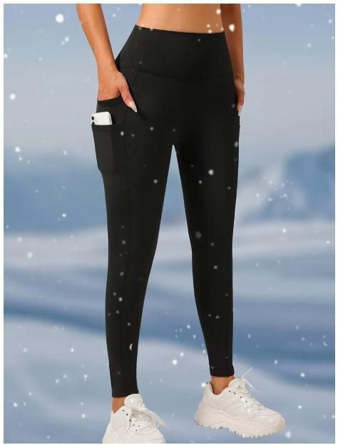 ComfyFlex™ Soft Slim Elastic Tights with Side Pockets – Free Size (Black)