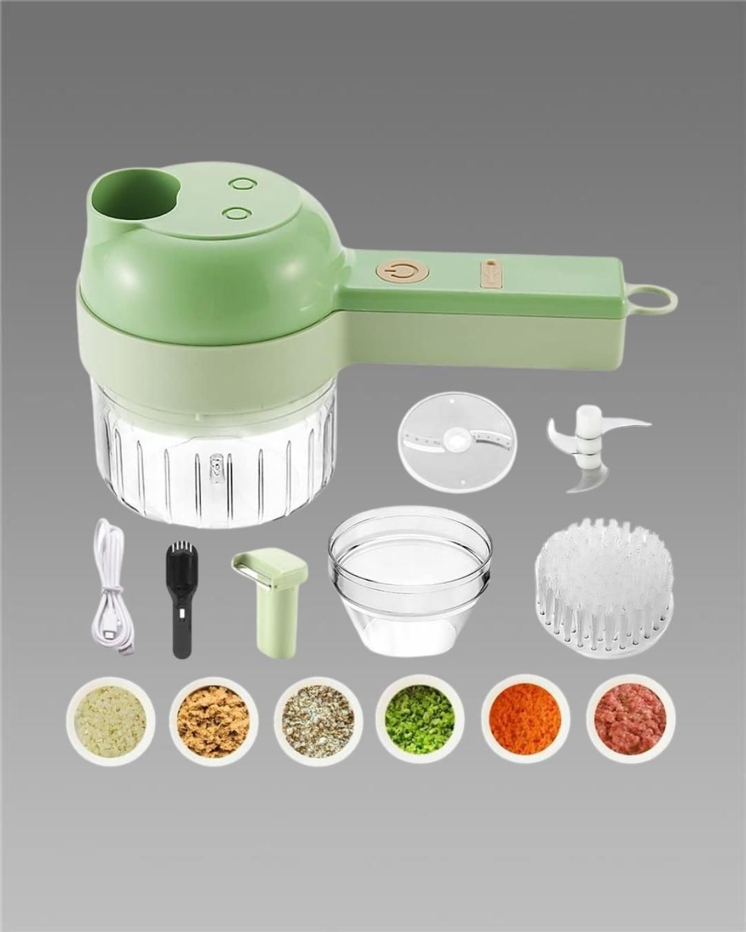 4-in-1 Portable Electric Vegetable Cutter Set | Wireless Mini Chopper & Food Processor