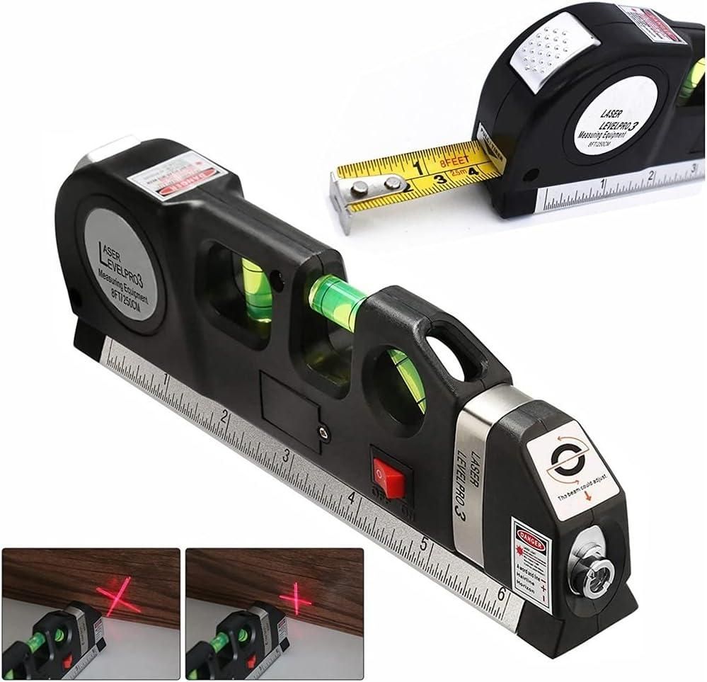 4-in-1 Distance Meter Level Tape | Laser Measurement Tool with Ruler, Level, and LED Light | Multifunctional Measuring Tool for Home & Office Use (Pack of 1, Random Color)